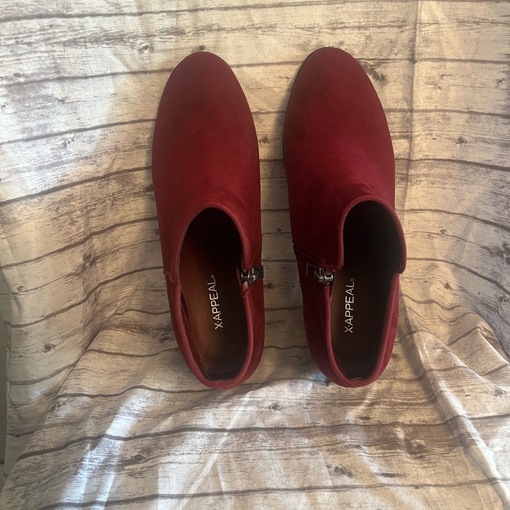 👠NWOT Suede X Appeal Woman’s Wine Boots Size 7 1/2 - Picture 3 of 6